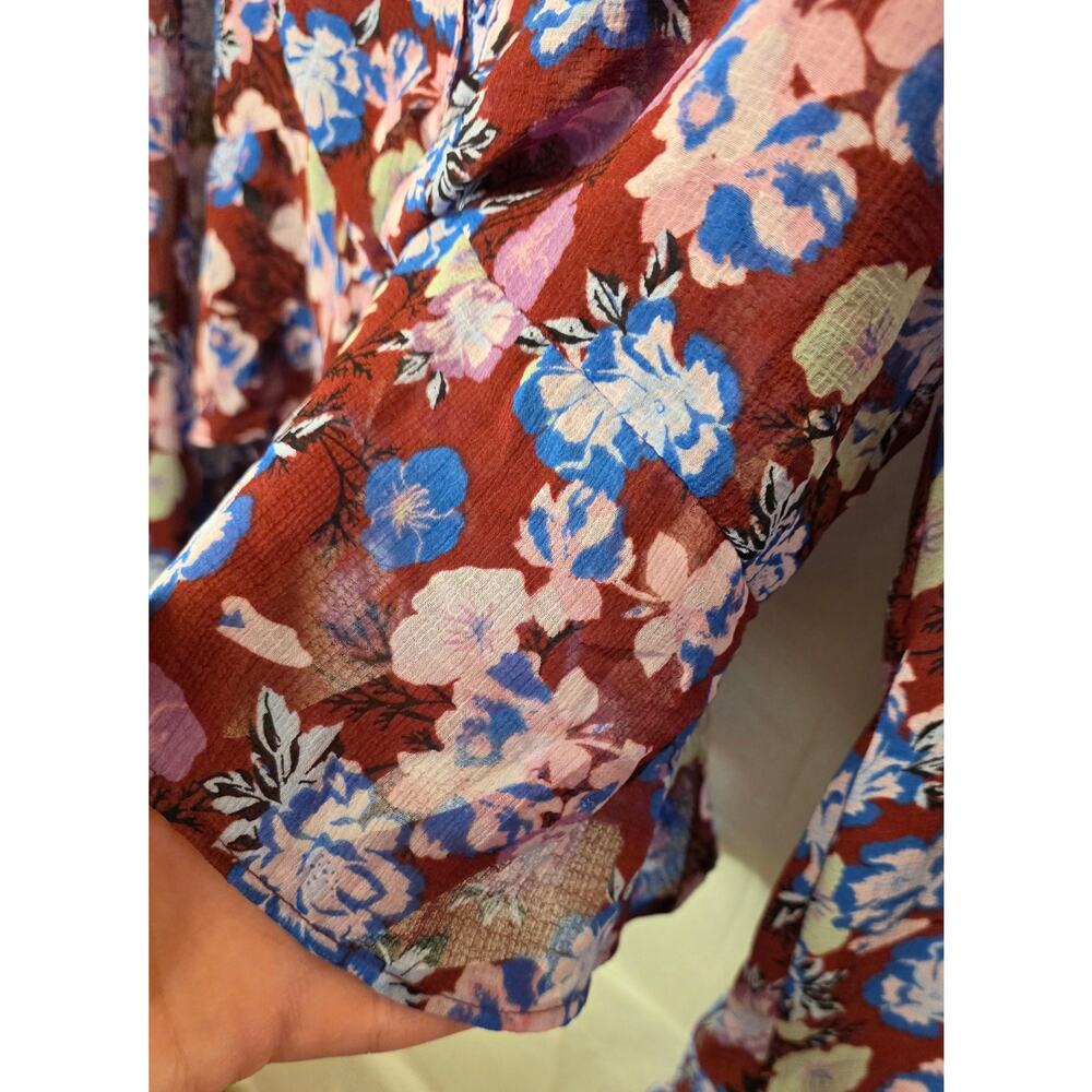 Nwt Free People Floral Maybel Shiraz Combo Peplum long sleeve Crop Top XS - Picture 12 of 12